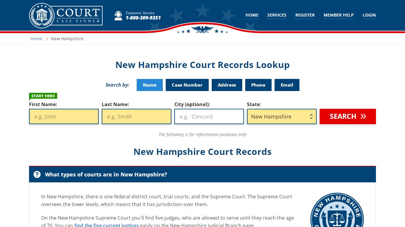 New Hampshire Court Records Lookup - NH Court Case Search